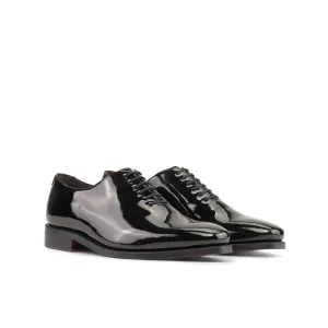 Ambrogio Bespoke Men's Shoes Black Patent Leather Wholecut Oxfords (AMB2386)