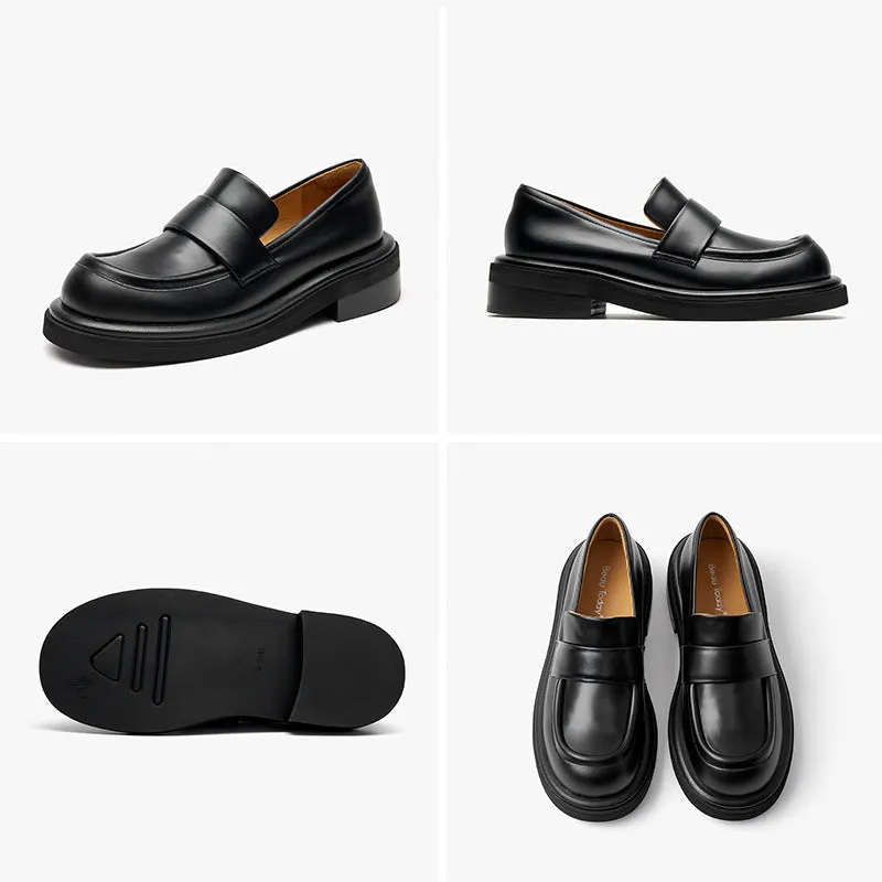 BeauToday Genuine Cow Leather Platform Loafers for Women