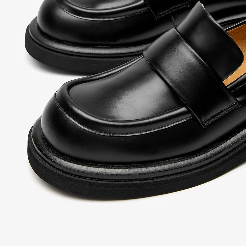 BeauToday Genuine Cow Leather Platform Loafers for Women