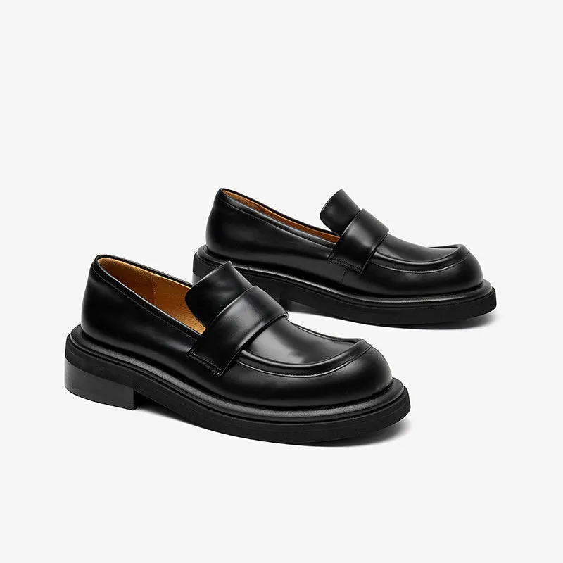 BeauToday Genuine Cow Leather Platform Loafers for Women