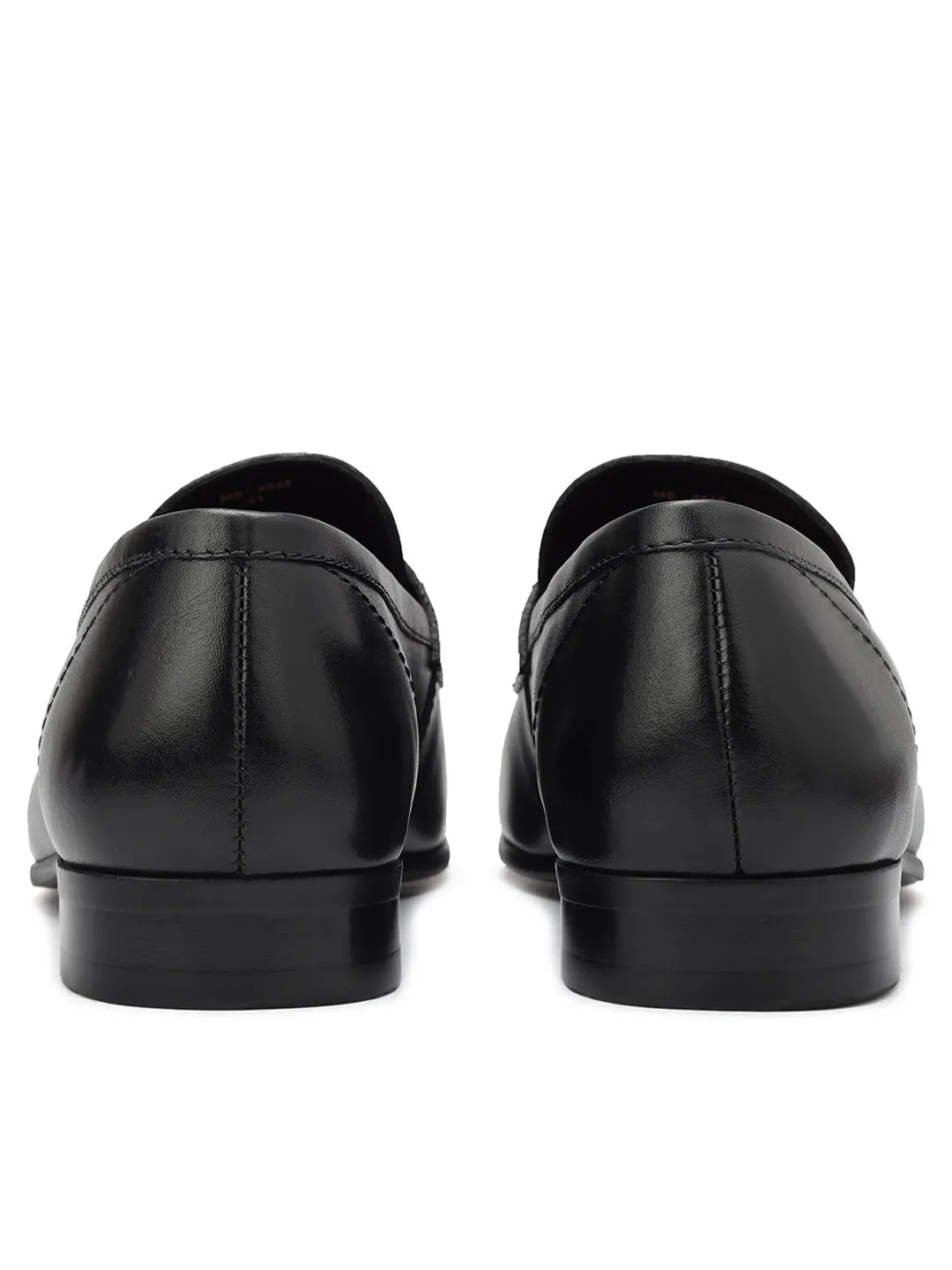 Black Leather Loafers With Logo