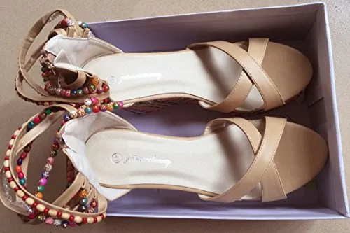 Boho Chic Beaded Wedge Platform Sandals
