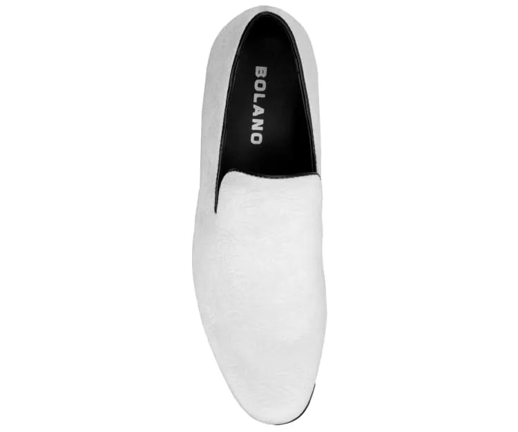 Bolano Jay White Men’s Velvet Smoking Slippers