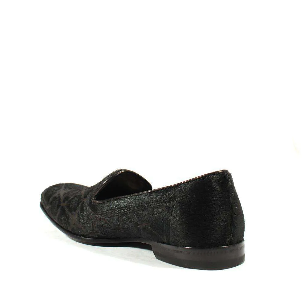 Cesare Paciotti Luxury Italian Men's Designer Shoes Pony Lux Black Nappa Pony Loafers (CPM2576)