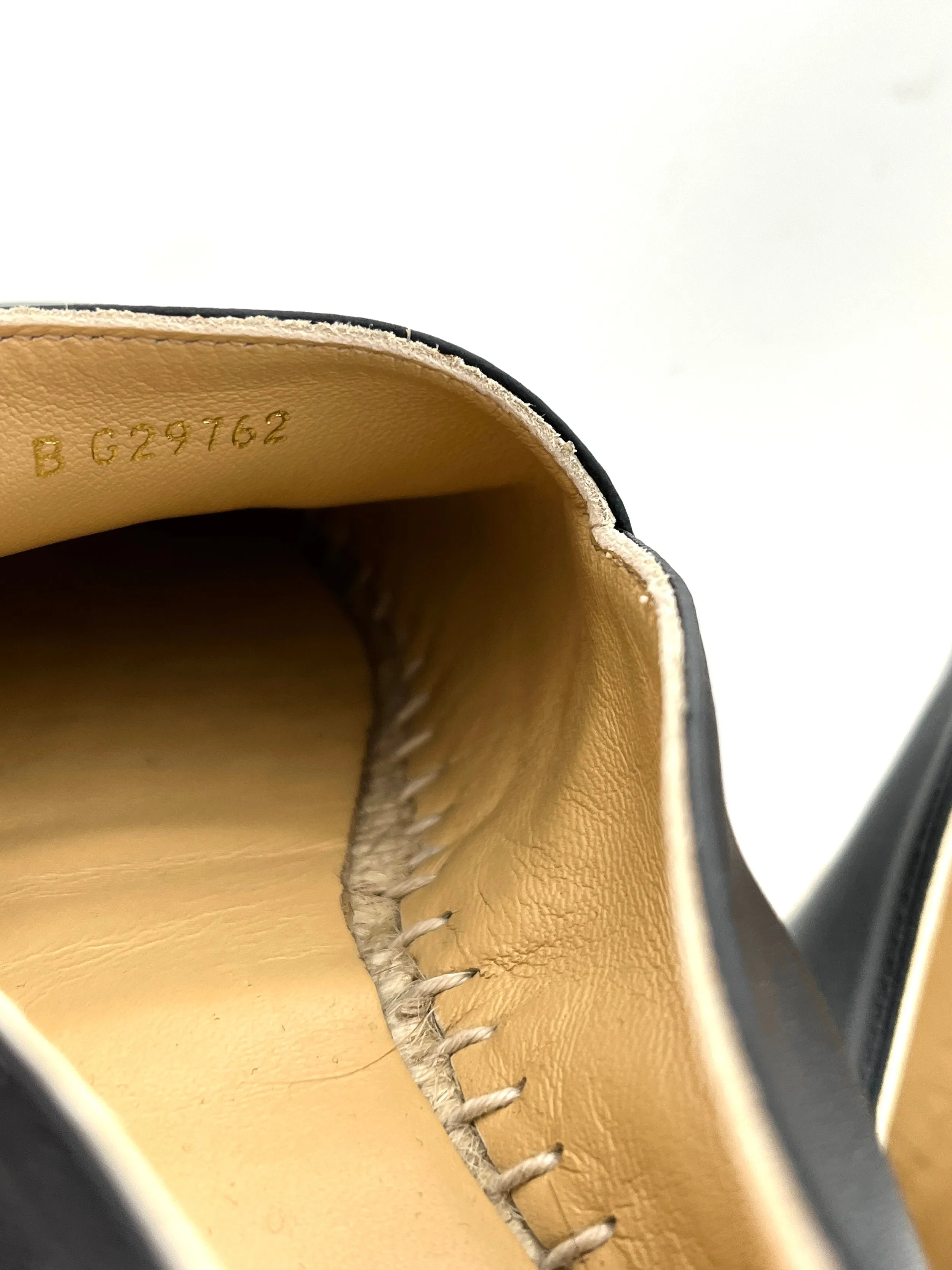 CHANEL Black Leather CC Logo Espadrilles Flats 37 7
