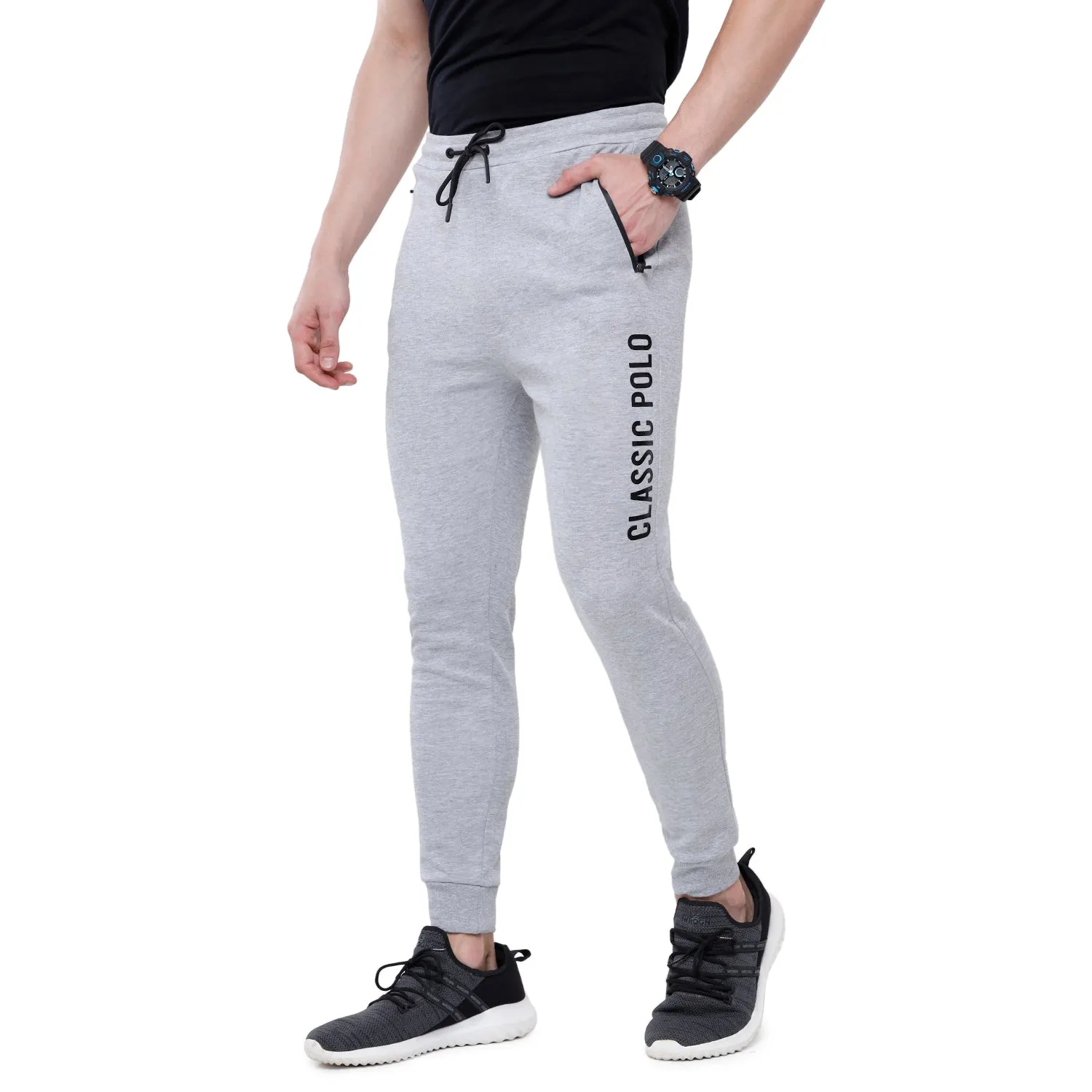 Classic Polo Men's White Solid Mélange Slim Fit Trendy Jogger Pant - Gioz-02 C