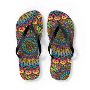 Colorful Mandala Flip Flops - Boho Style