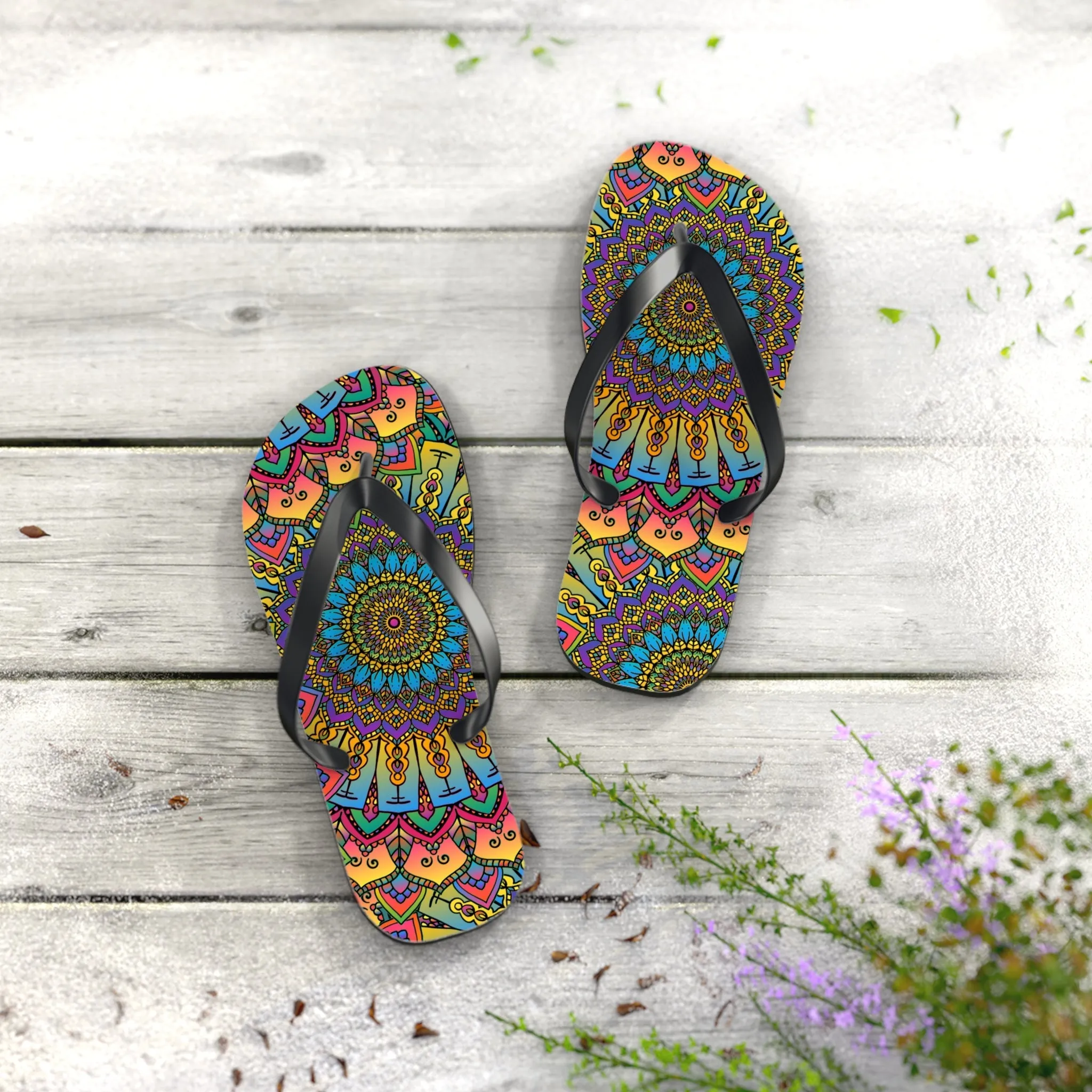 Colorful Mandala Flip Flops - Boho Style