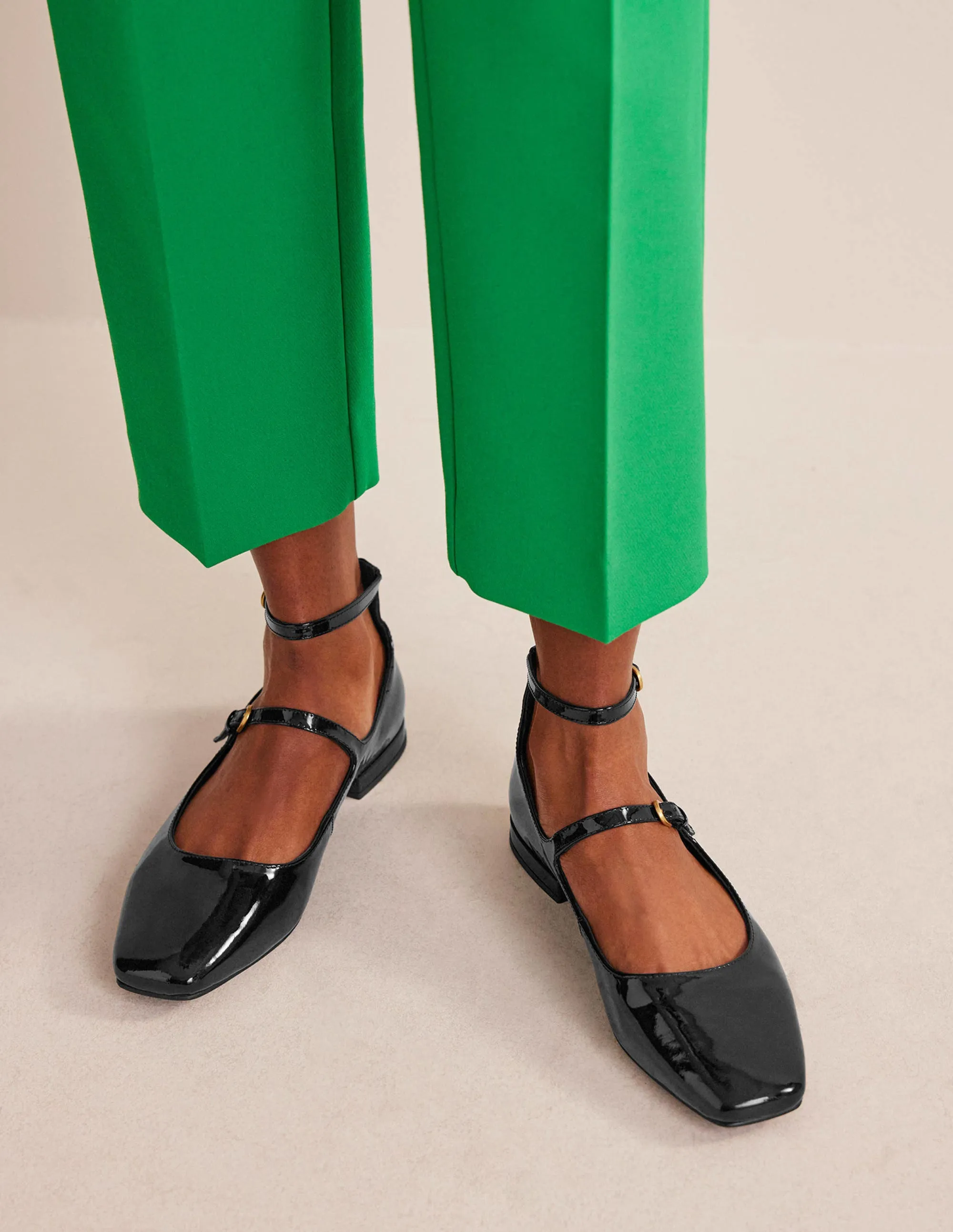 Double-Strap Mary Jane Shoes-Black Patent