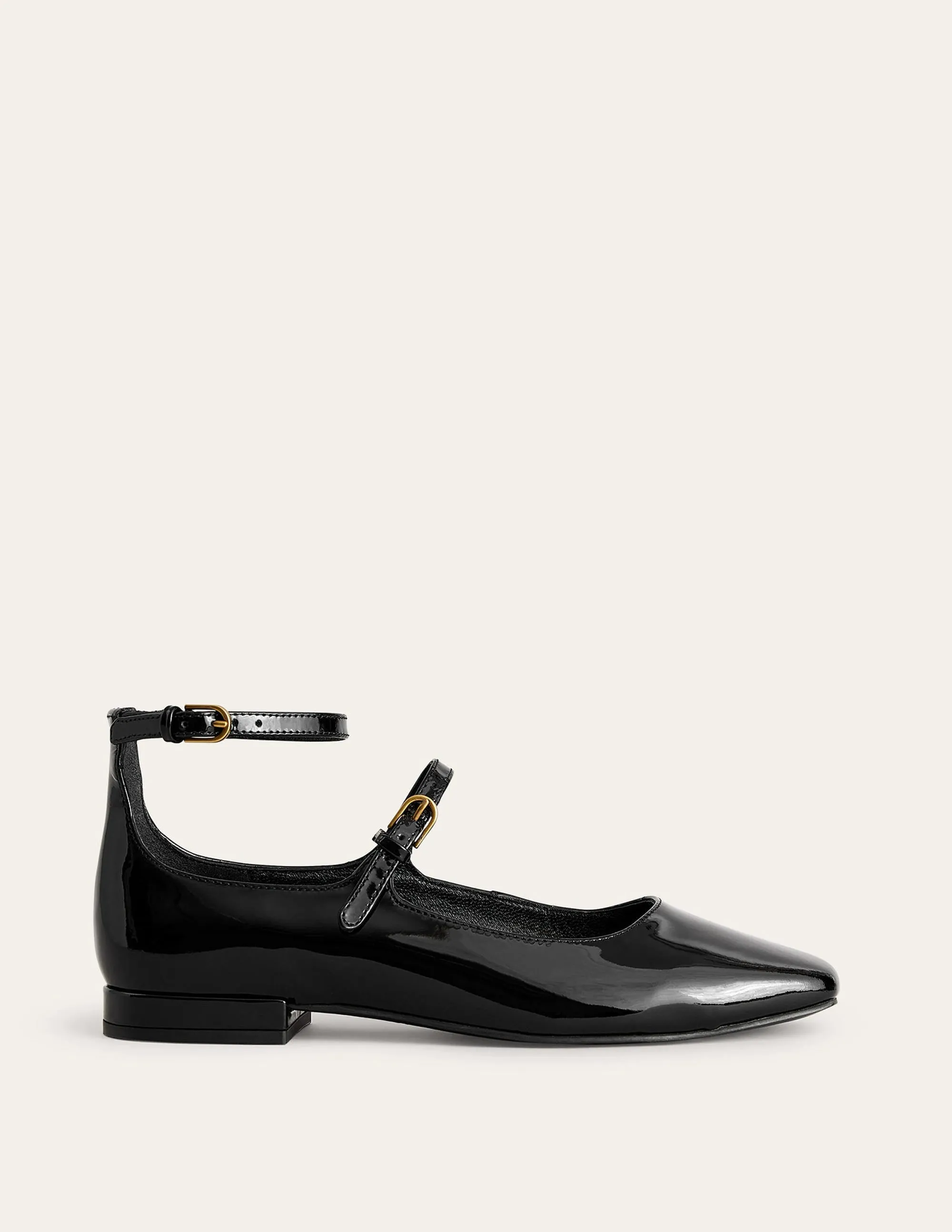 Double-Strap Mary Jane Shoes-Black Patent