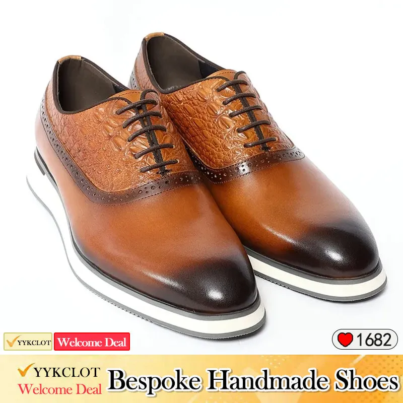 Fashion Genuine Leather Brock Oxford Shoes Men's Dress Leather Shoes
