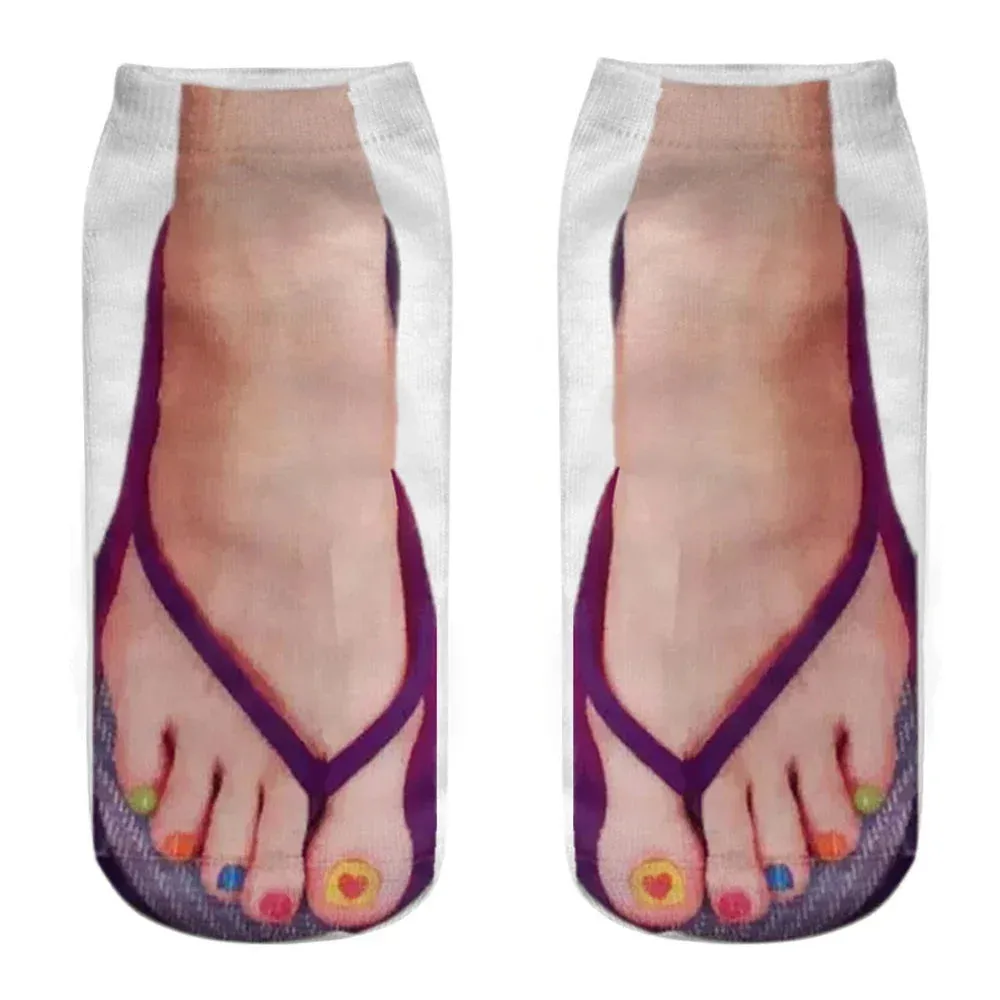 Flip Flops New Funny 3D Printed Toe Skull Canvas Shoes Patterned Creative Ankle Socks Unisex Halloween Christmas Gift Dropship