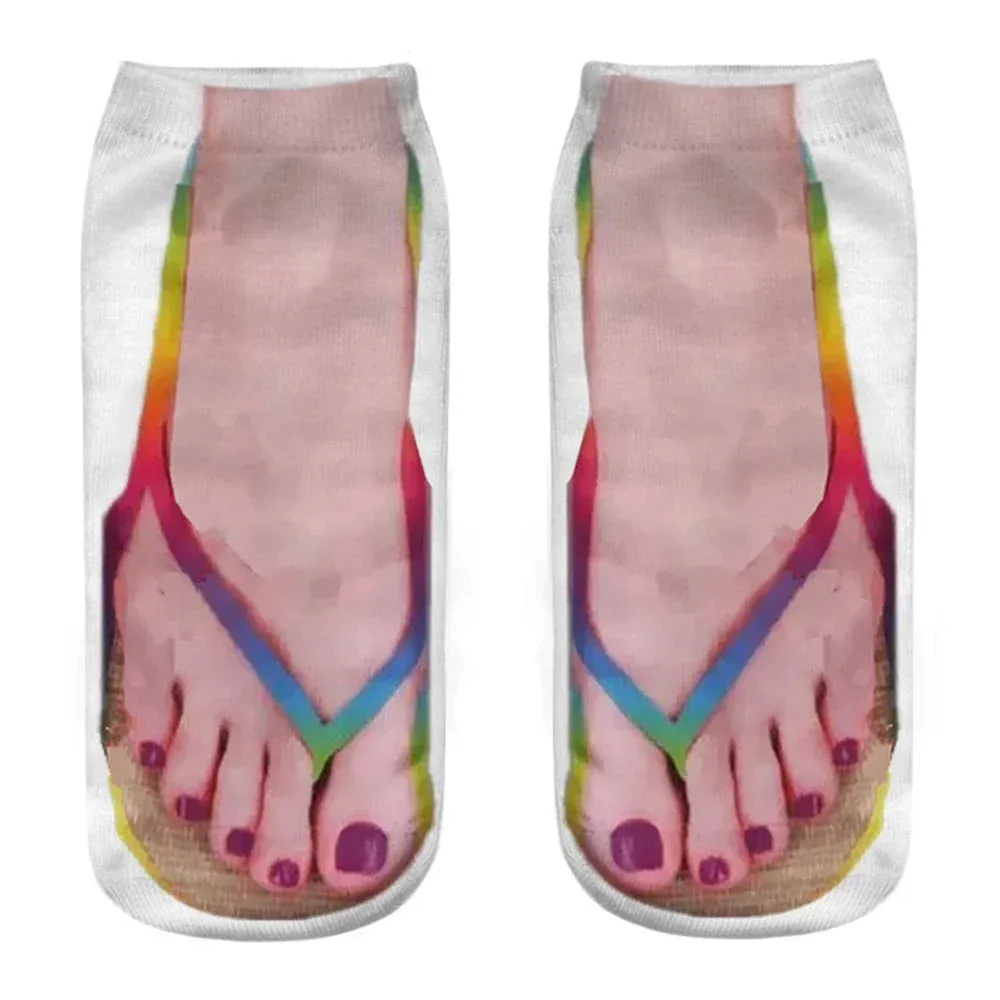 Flip Flops New Funny 3D Printed Toe Skull Canvas Shoes Patterned Creative Ankle Socks Unisex Halloween Christmas Gift Dropship
