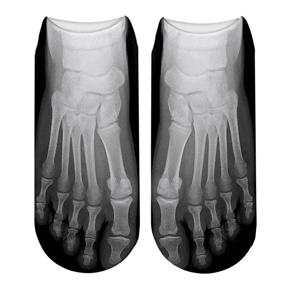 Flip Flops New Funny 3D Printed Toe Skull Canvas Shoes Patterned Creative Ankle Socks Unisex Halloween Christmas Gift Dropship