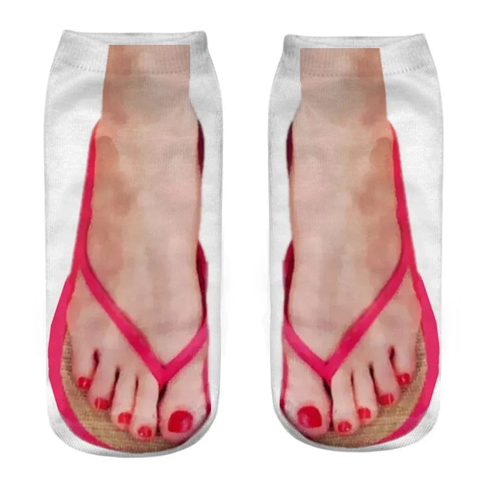 Flip Flops New Funny 3D Printed Toe Skull Canvas Shoes Patterned Creative Ankle Socks Unisex Halloween Christmas Gift Dropship