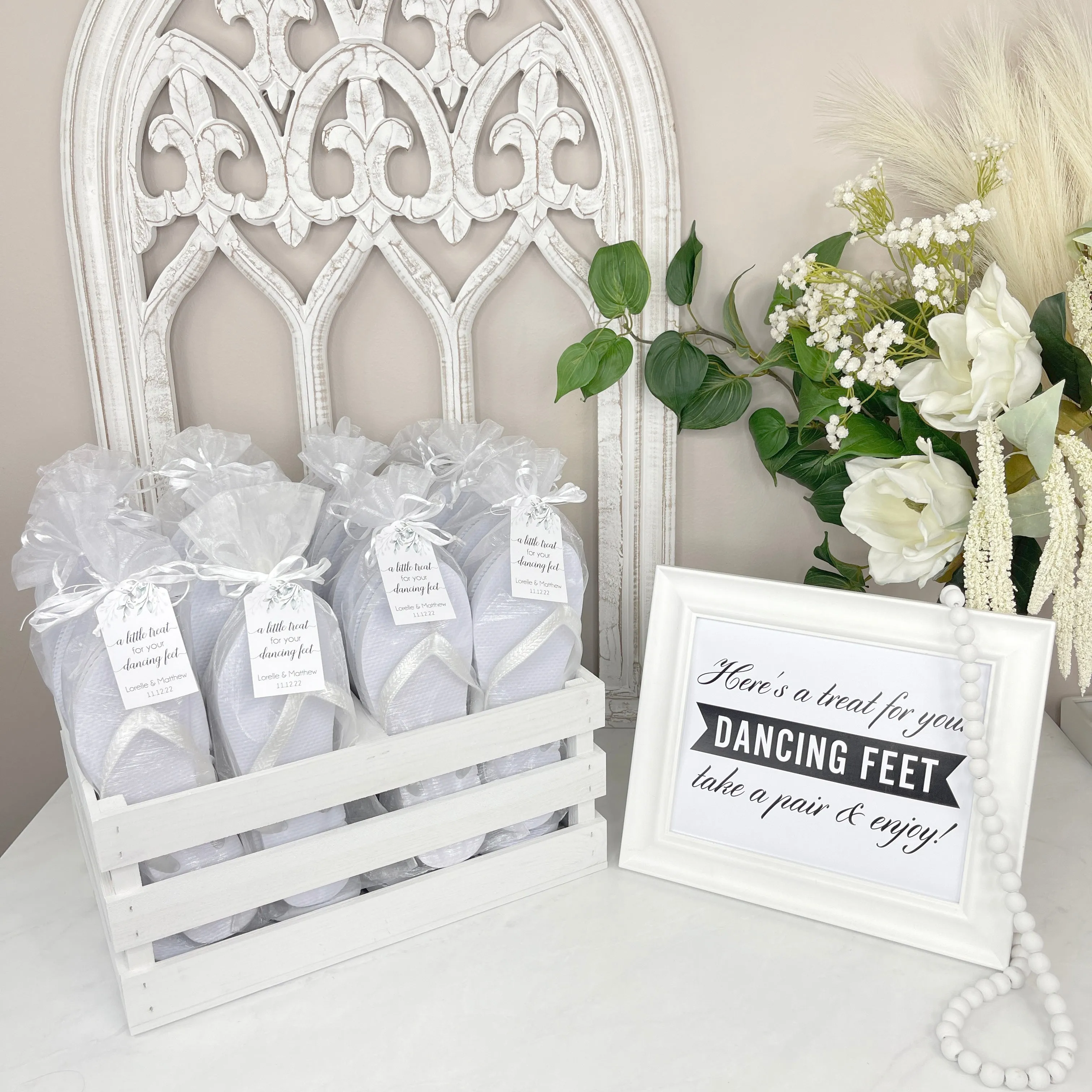 Handle Crate Bulk Flip Flops & Organza Bags Bundle (20 Pairs)