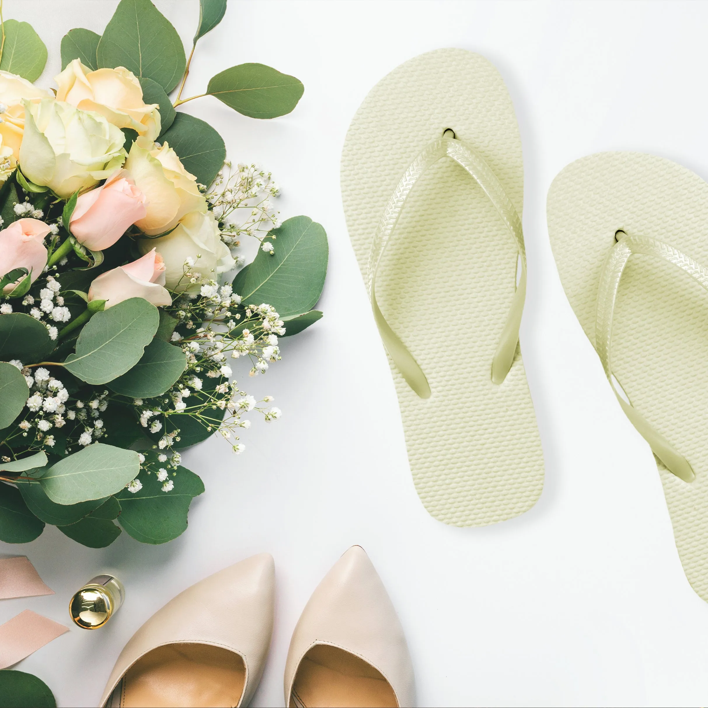 Ivory Flip Flops