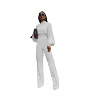 Jumpsuit met hoge taille en lantaarnmouwen