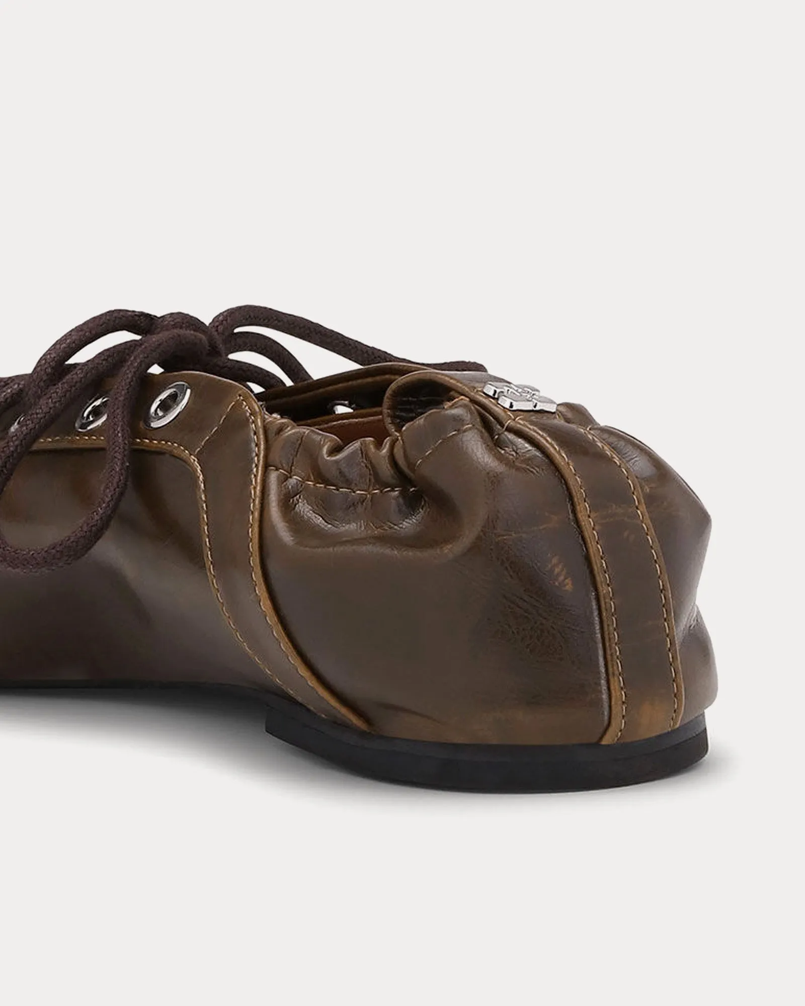 Lace Up Ballerina Dark Olive Slip Ons