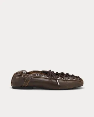 Lace Up Ballerina Dark Olive Slip Ons