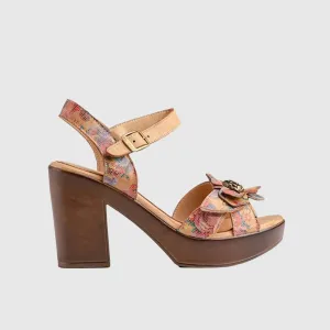 Leather Comfort Block Heel Multi 11627