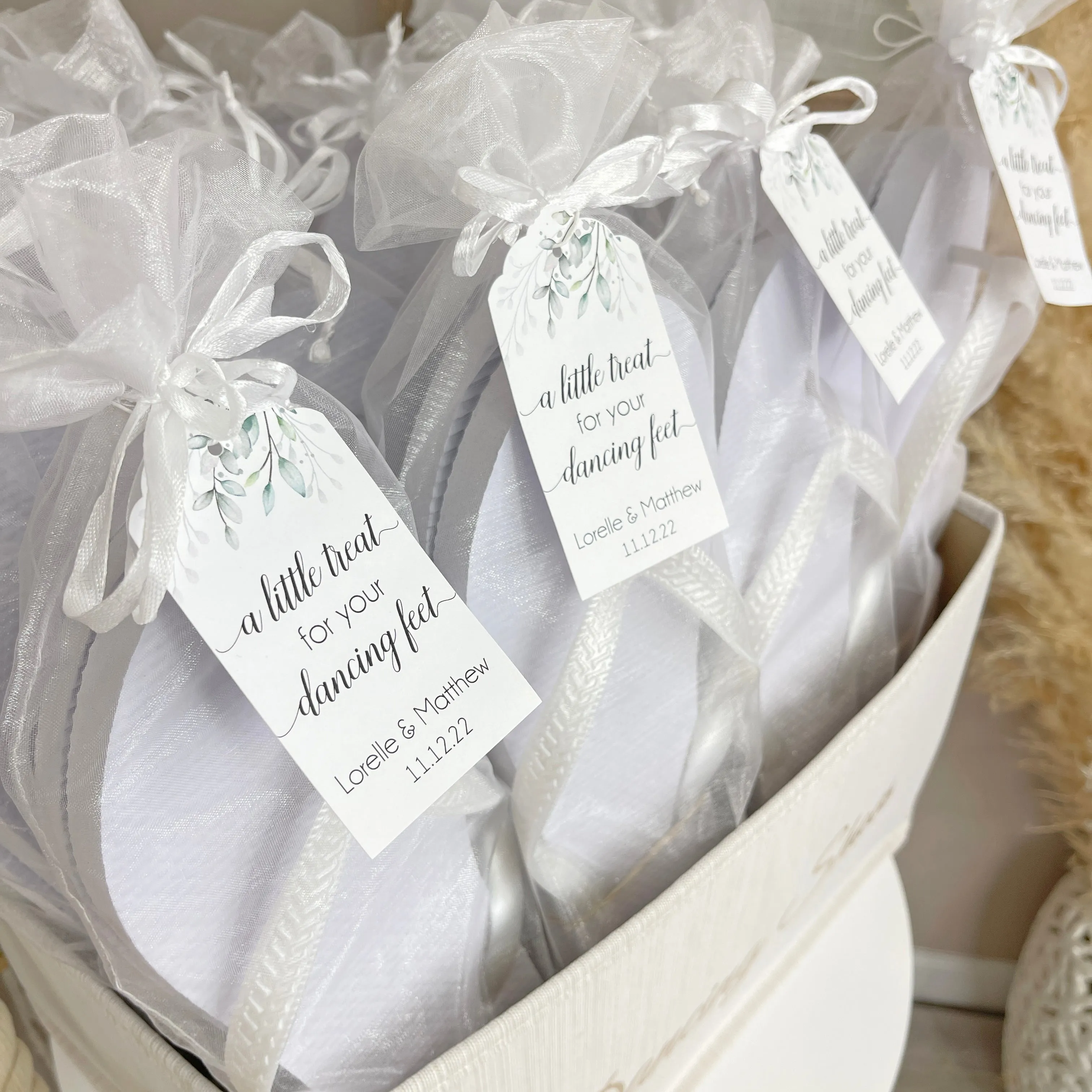 Liza Bulk Flip Flops & Organza Bags Bundle (20 Pairs)