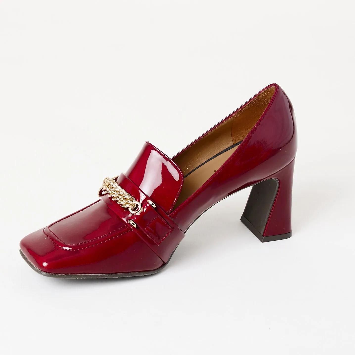 Lodi Burgundy Patent Leather Heeled Brogues