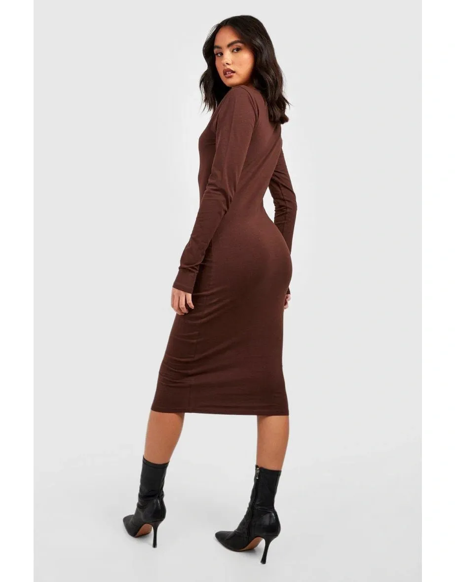 Madden Black Rib Knit Midi Dress