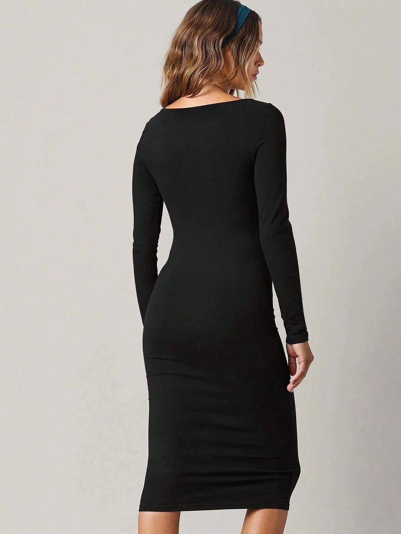 Madden Black Rib Knit Midi Dress