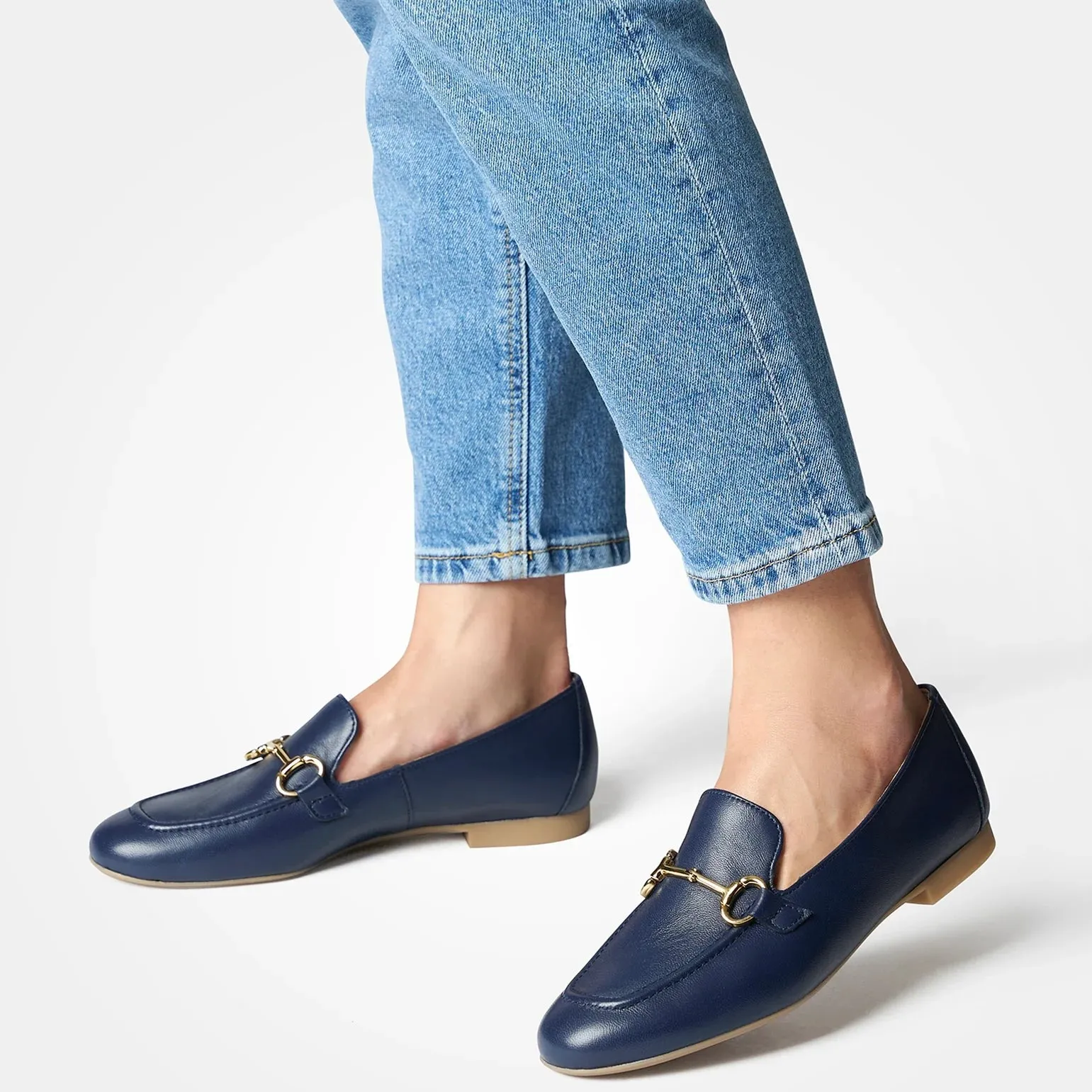 PAUL GREEN Navy Leather Loafer 2596