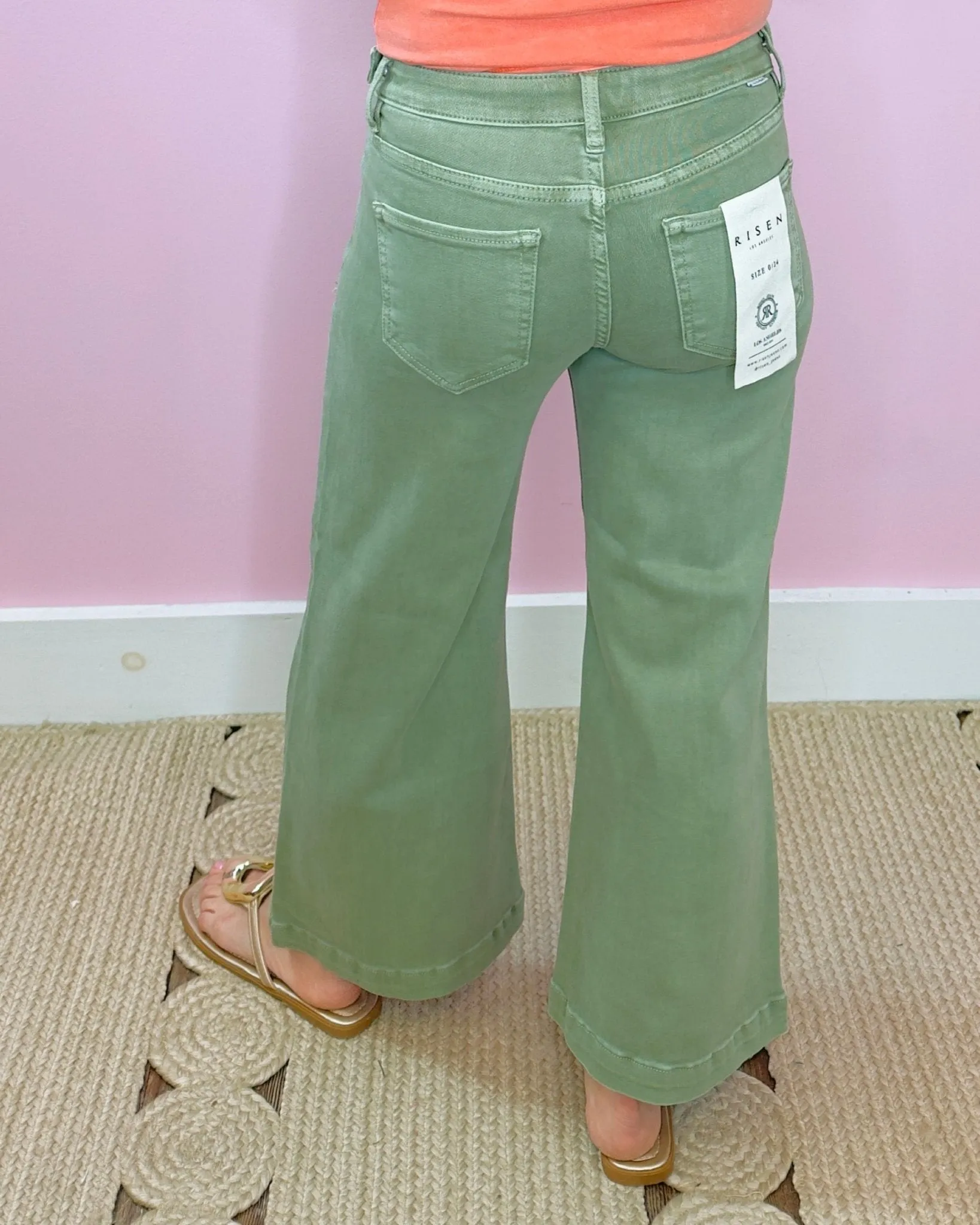 Risen Sage Babe Tummy-Control Wide-Leg Crop Jeans