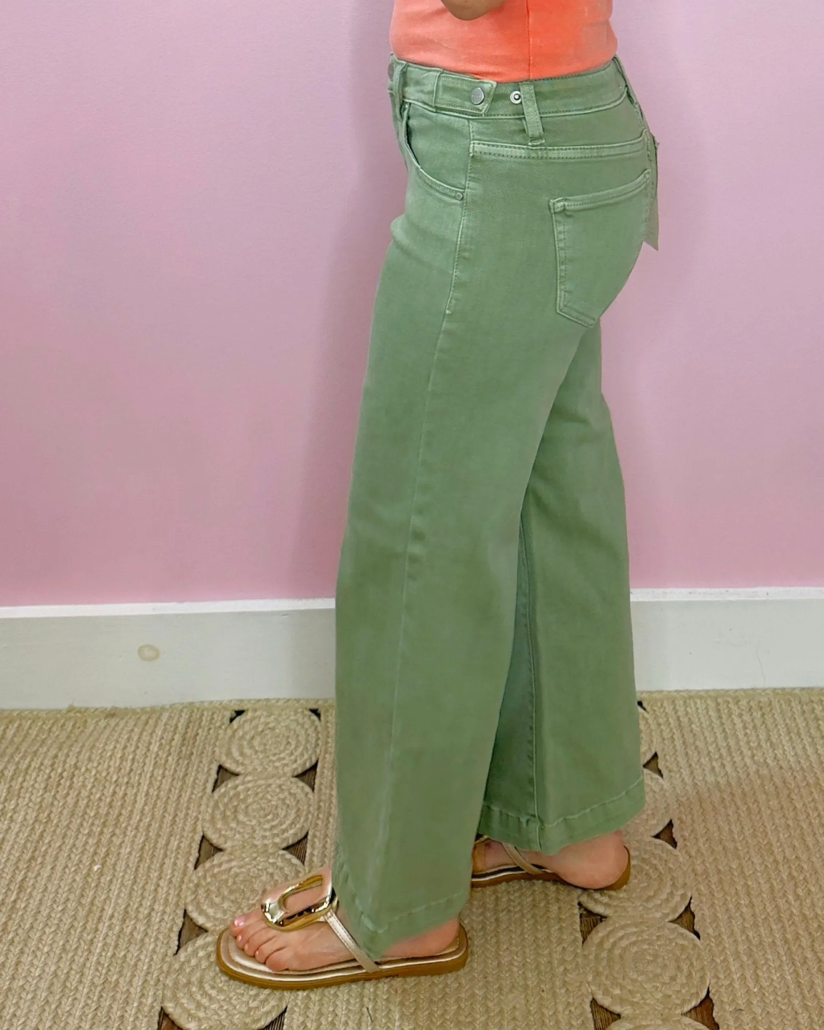 Risen Sage Babe Tummy-Control Wide-Leg Crop Jeans
