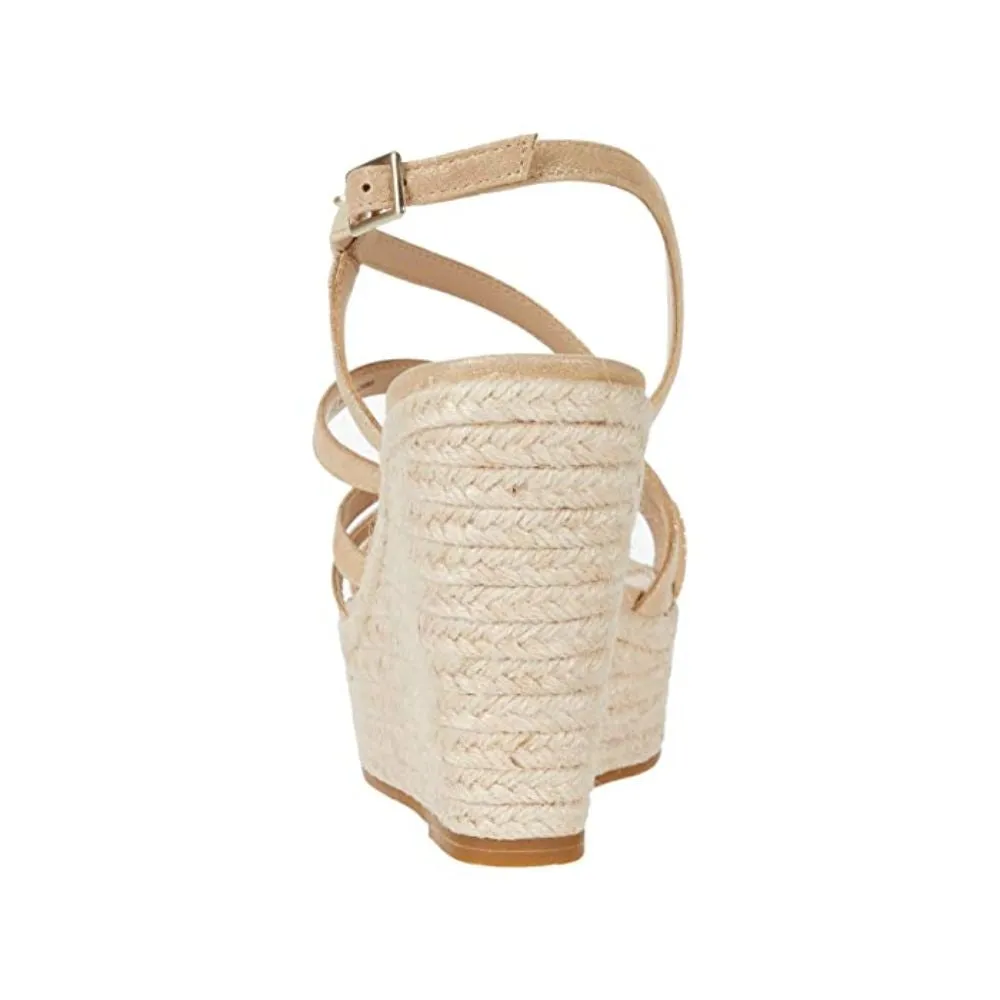 Ritter Shimmer PLatinum Gold Suede Pelle Moda Wedge Sandals
