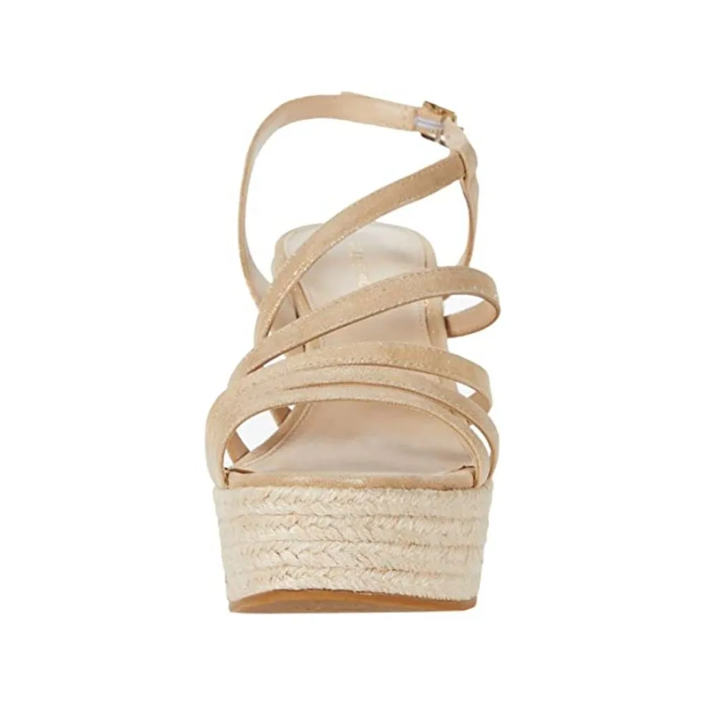 Ritter Shimmer PLatinum Gold Suede Pelle Moda Wedge Sandals