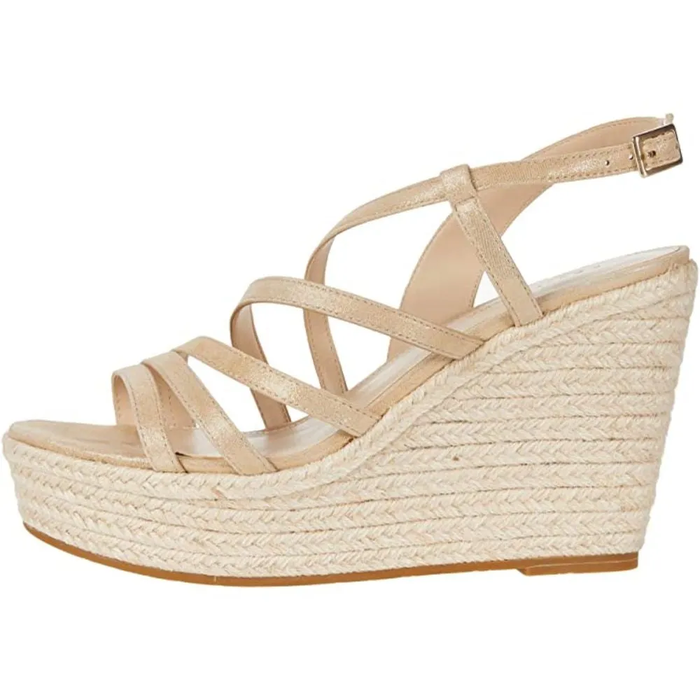 Ritter Shimmer PLatinum Gold Suede Pelle Moda Wedge Sandals