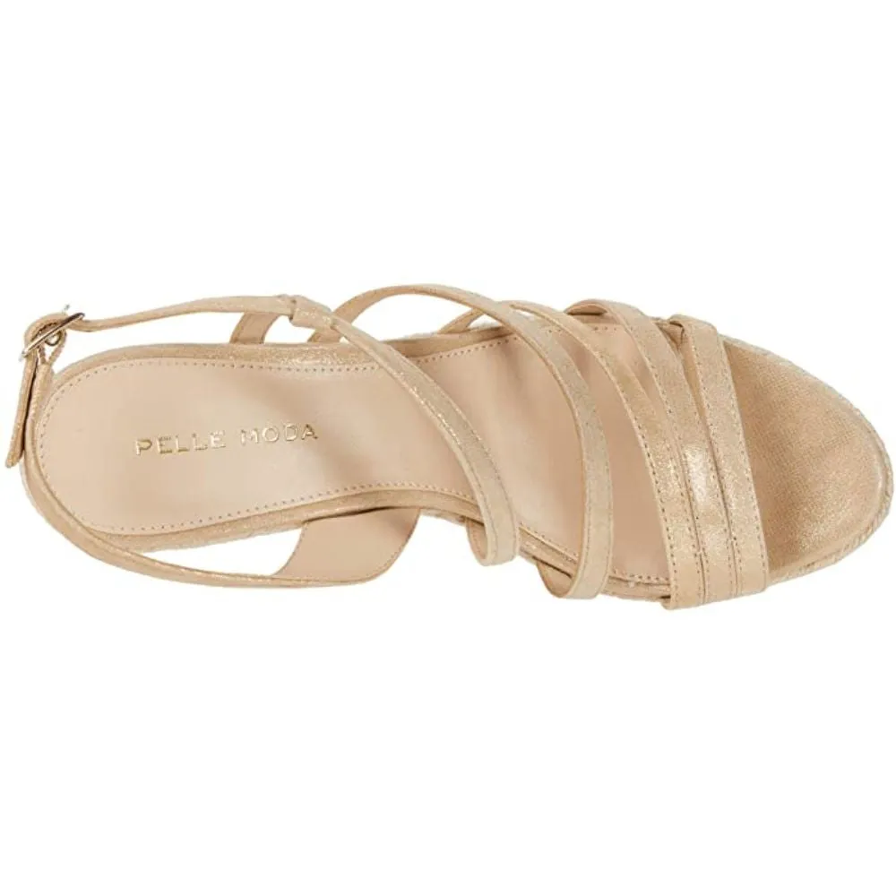 Ritter Shimmer PLatinum Gold Suede Pelle Moda Wedge Sandals