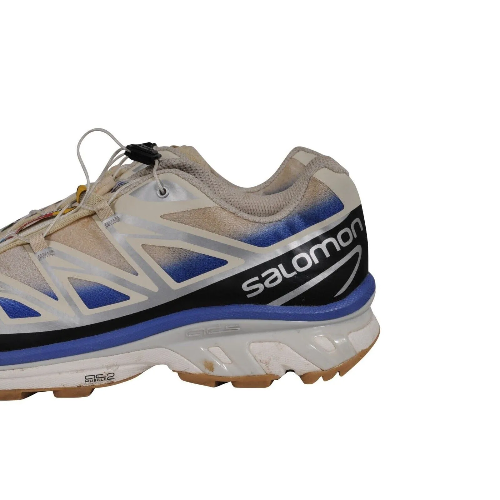 Salomon Mens XT6 Sneakers US 12 White Blue Cream Black Trainers Runners Elastic