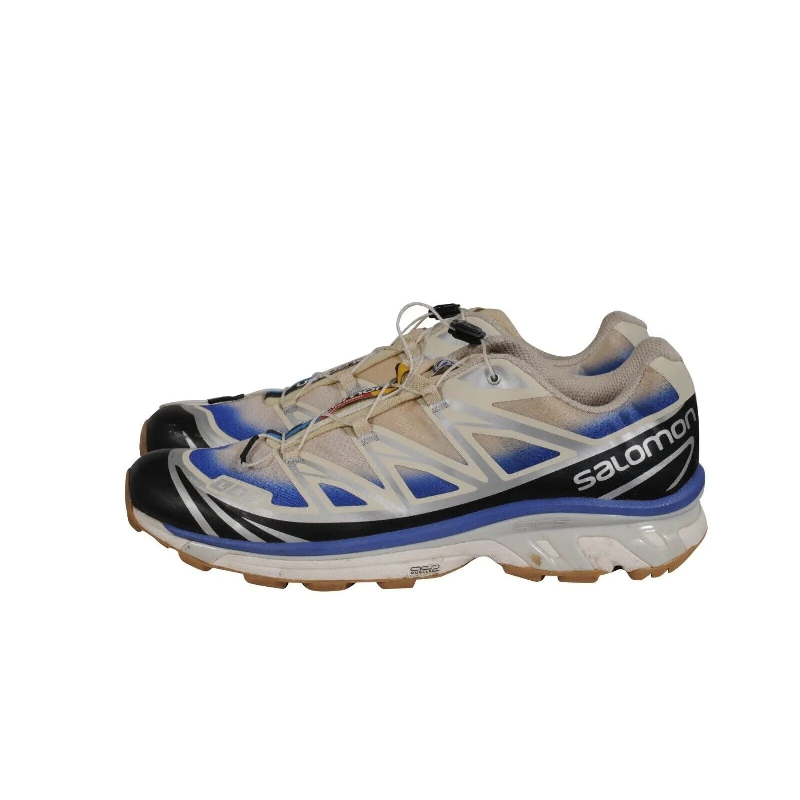 Salomon Mens XT6 Sneakers US 12 White Blue Cream Black Trainers Runners Elastic