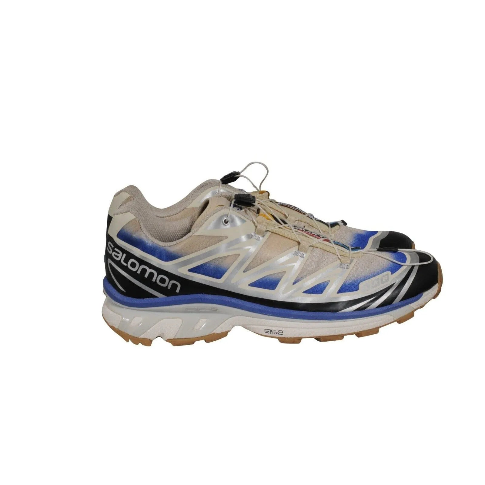 Salomon Mens XT6 Sneakers US 12 White Blue Cream Black Trainers Runners Elastic