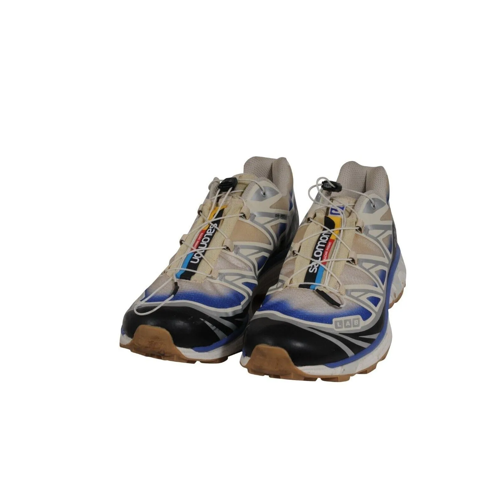 Salomon Mens XT6 Sneakers US 12 White Blue Cream Black Trainers Runners Elastic