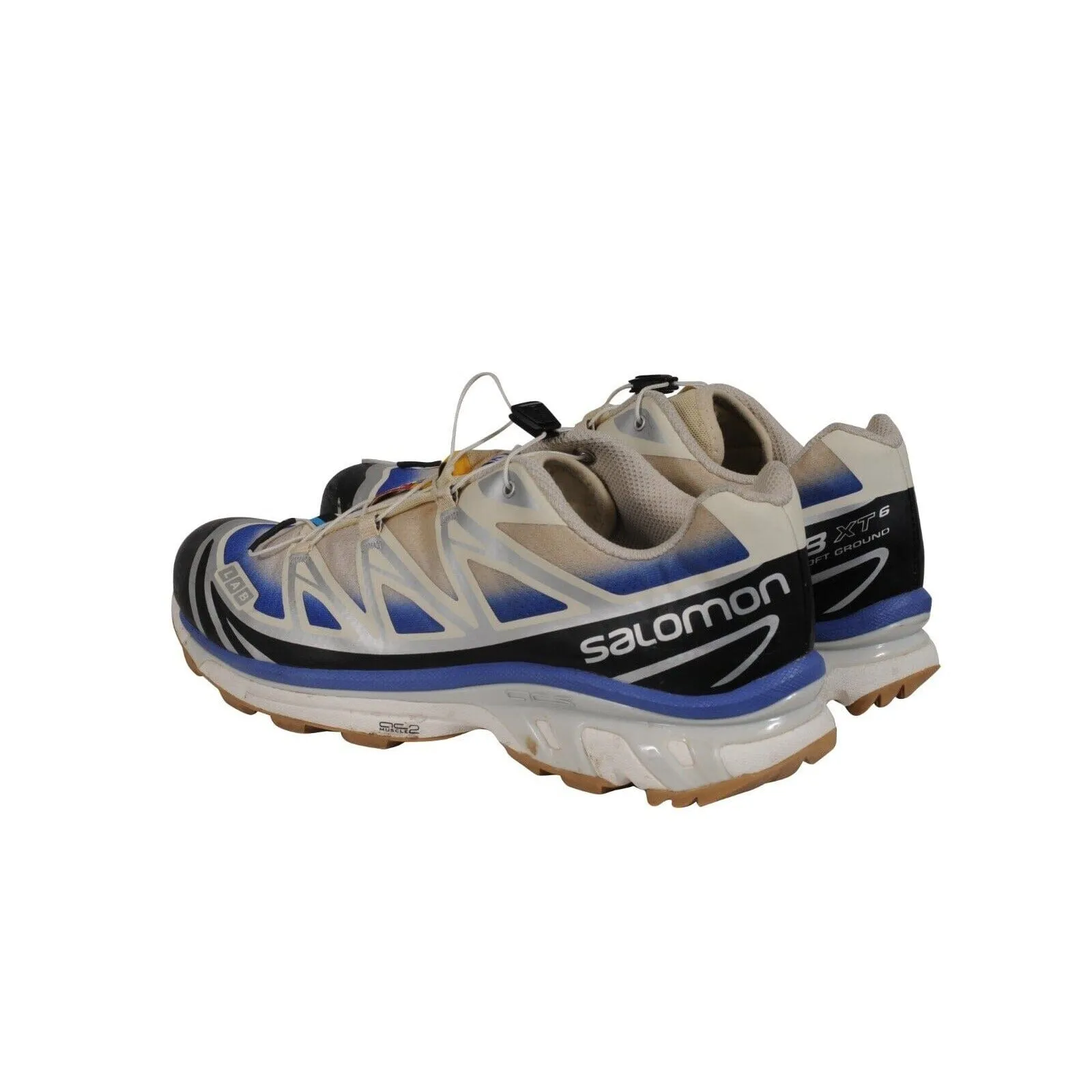 Salomon Mens XT6 Sneakers US 12 White Blue Cream Black Trainers Runners Elastic