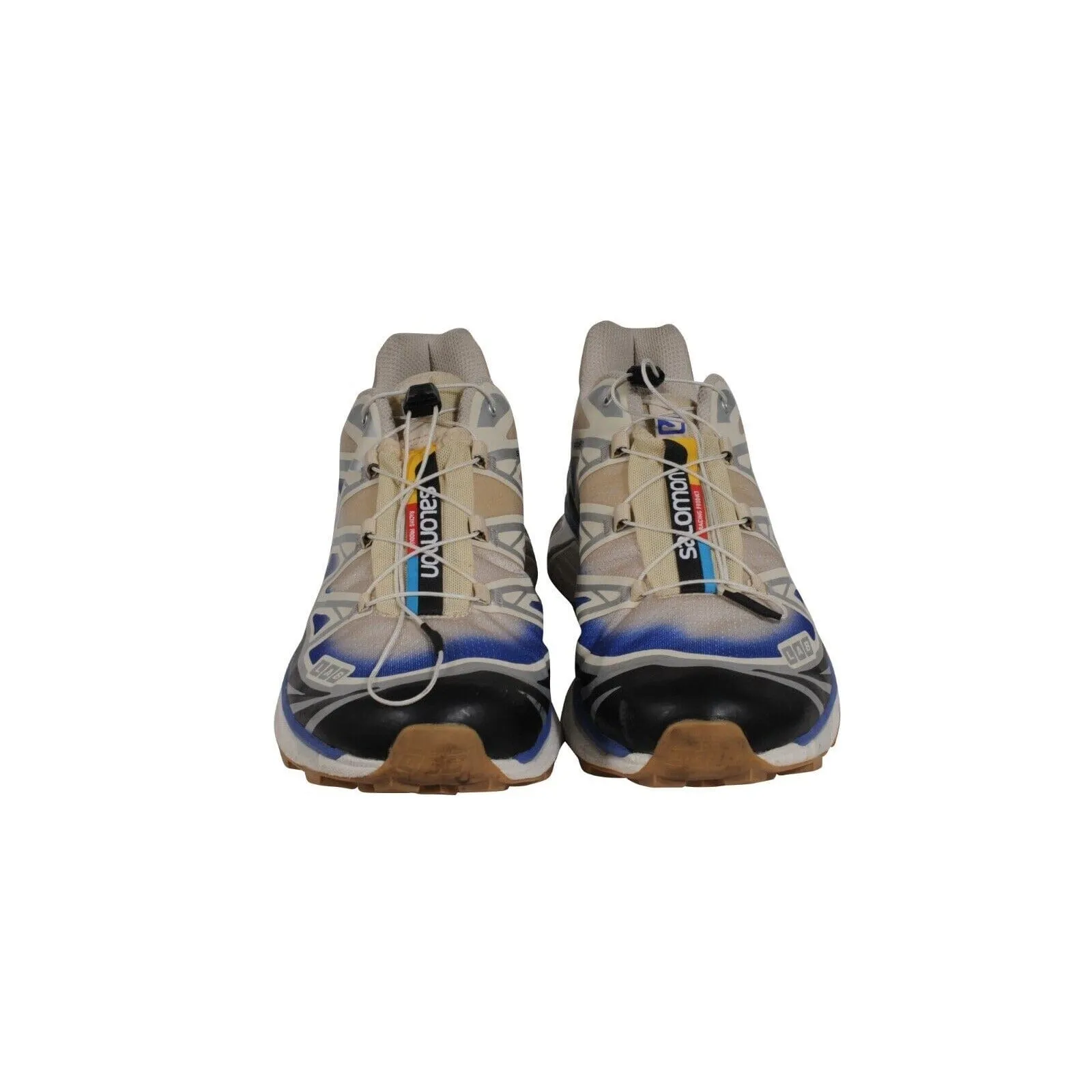 Salomon Mens XT6 Sneakers US 12 White Blue Cream Black Trainers Runners Elastic