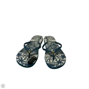 Sandals Designer By Tory Burch In Blue & White, Size: 10