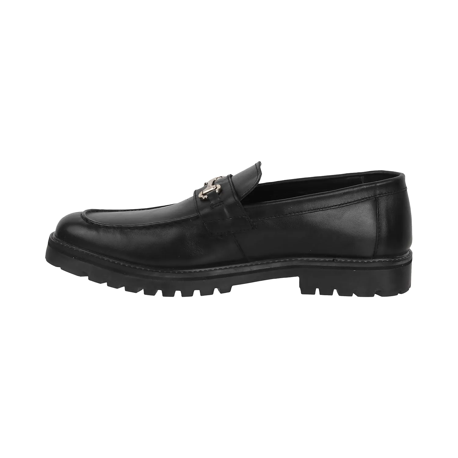 Schuh - 1122 <br> Big Size Regular Width Black Loafer Nubuck Leather Shoes For Men