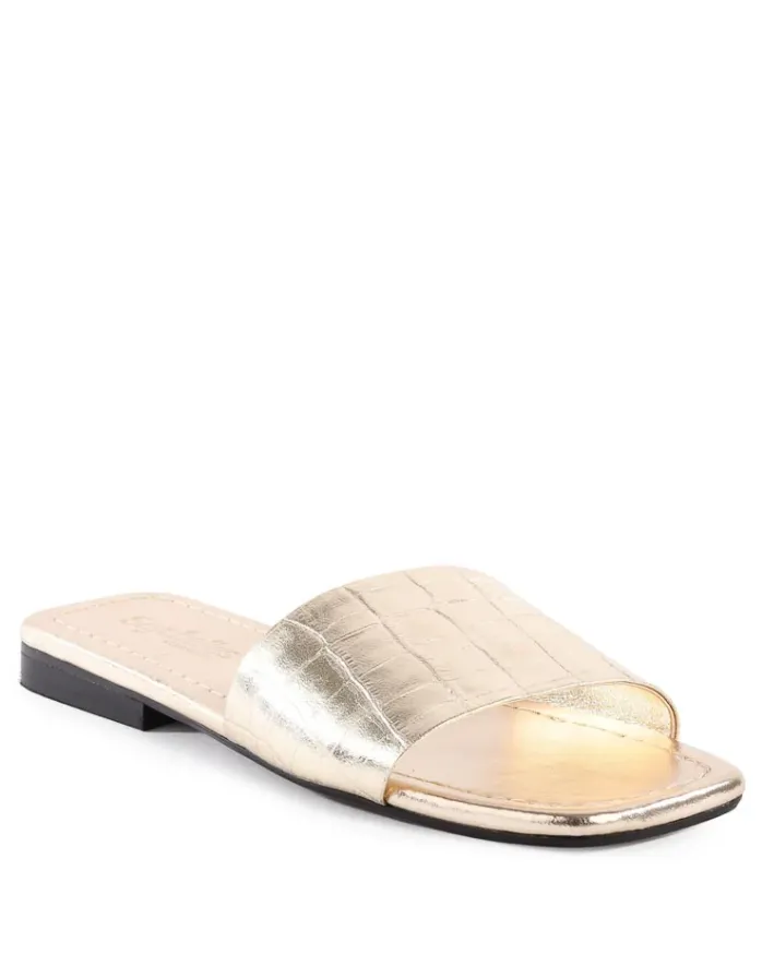 Seychelles Paris Sandals - Gold Croco Leather