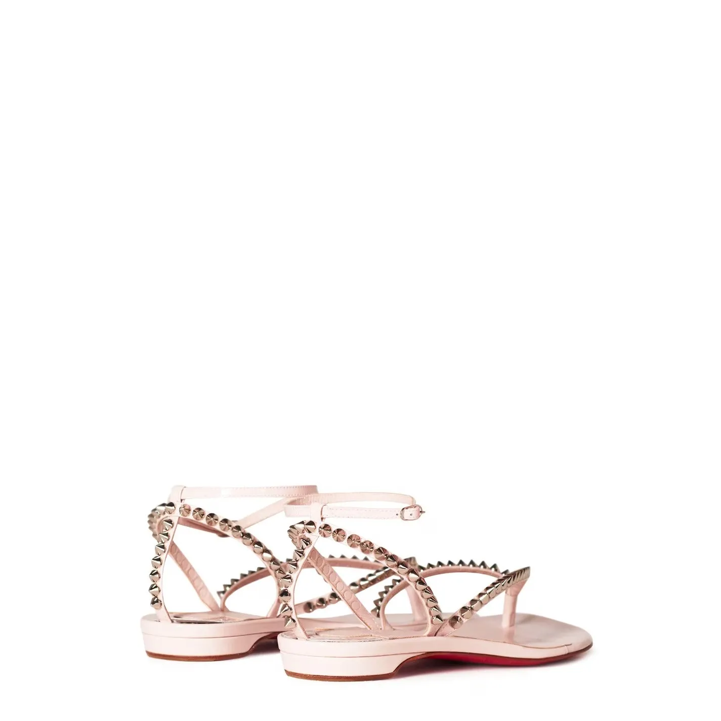 So Me Tonguetta Spiked Leather Sandals Pink
