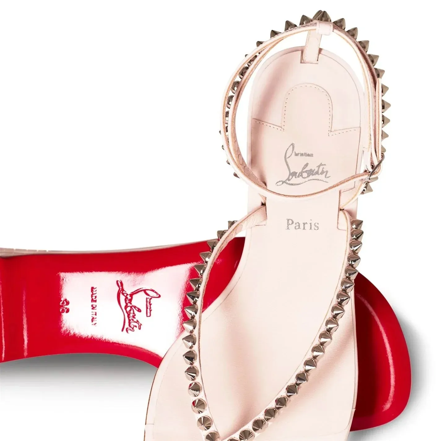 So Me Tonguetta Spiked Leather Sandals Pink
