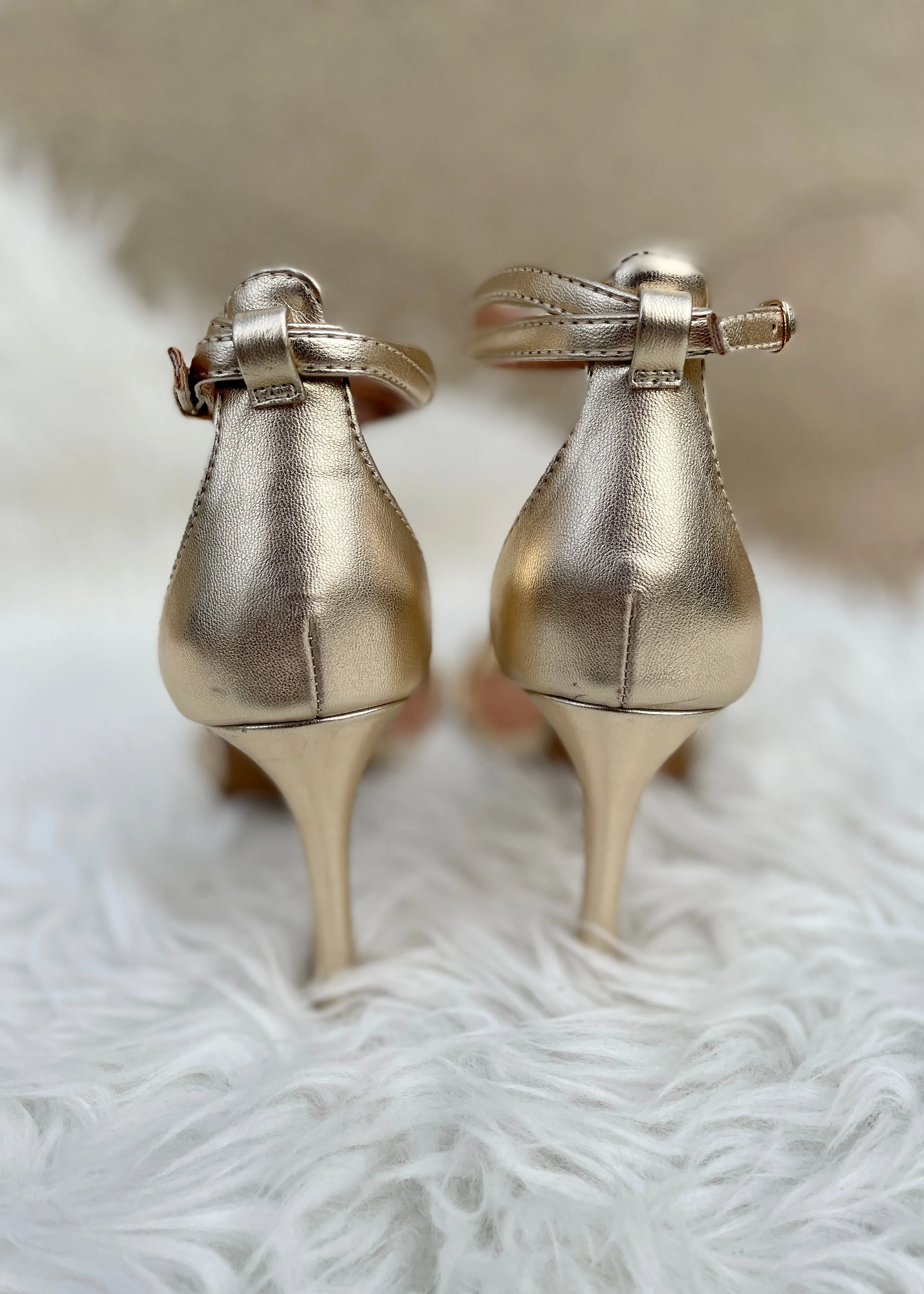strappy metallic heel