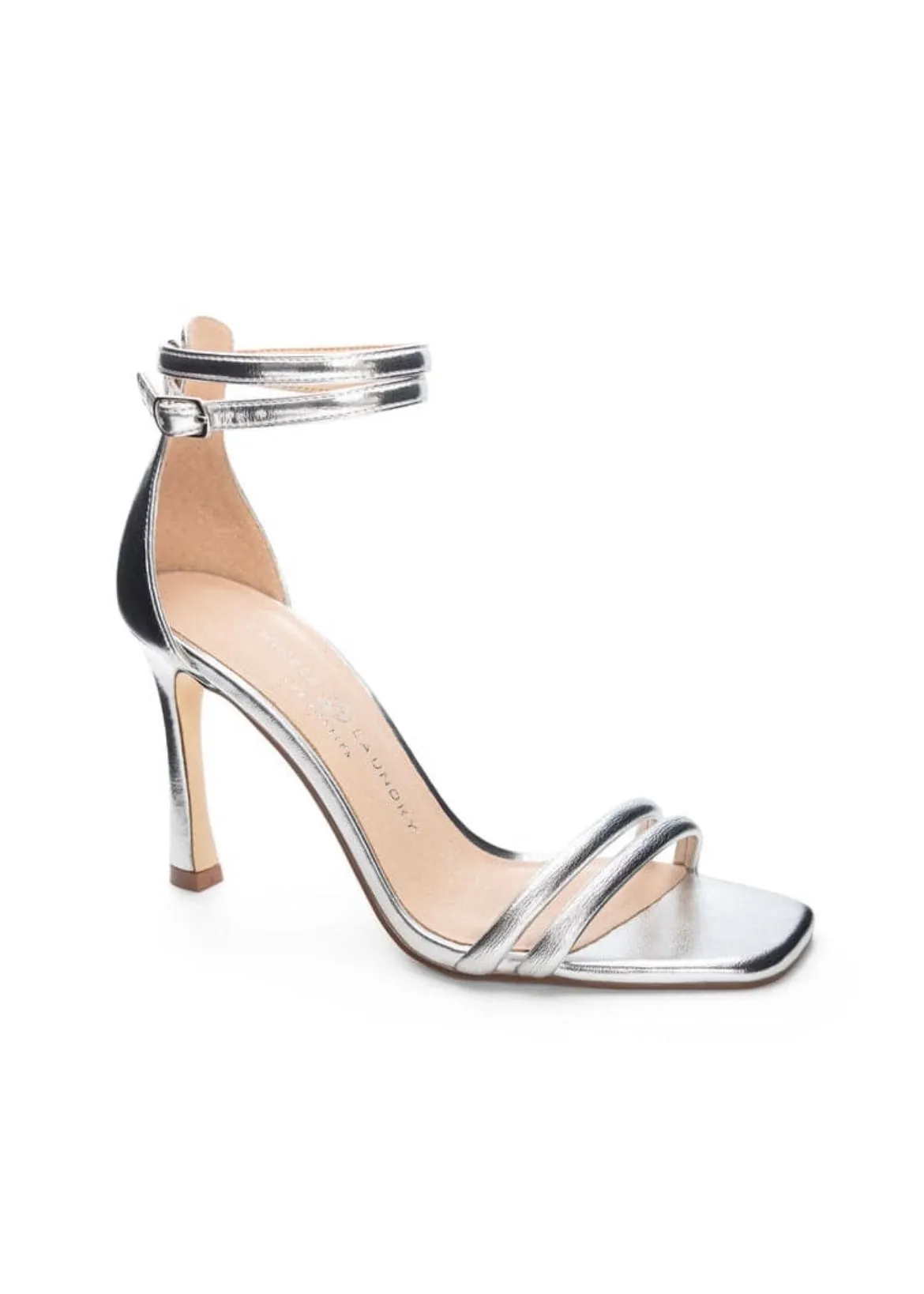 strappy metallic heel