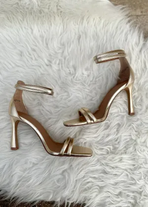 strappy metallic heel